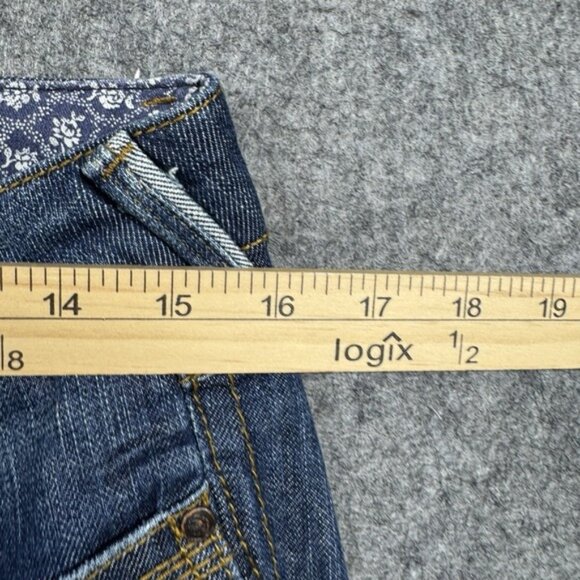 Fragile Jeans Womens Sz 7 Bootcut Low‎ Rise Distressed Denim Medium Wash Retro - Picture 6 of 8
